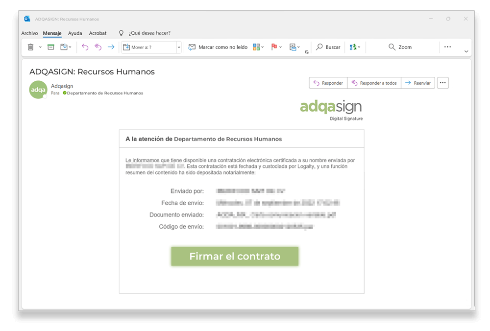 Firma de contrato con adqasign para Recursos humanos